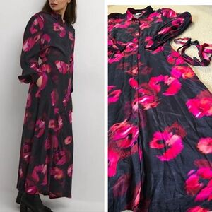 Kaffe Louisa Maxi Length Belted Shirt Dress Size EU38 Medium